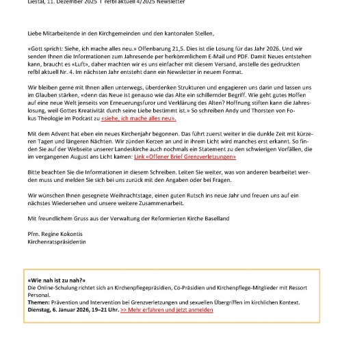 refbl aktuell 4 2025 Newsletter