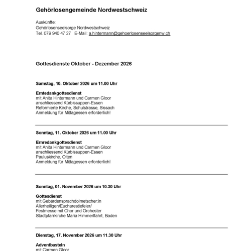 Zeitungsmeldung Oktober - Dezember 2026